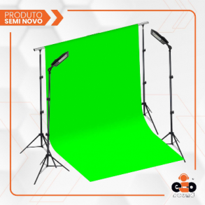 KIT CHROMA KEY 4,0x3,0M COM TECIDO VERDE + 2 REFLETORES
